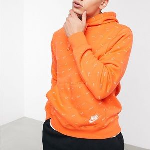 Men's Nike Orange All-over Swoosh Print Hoodie